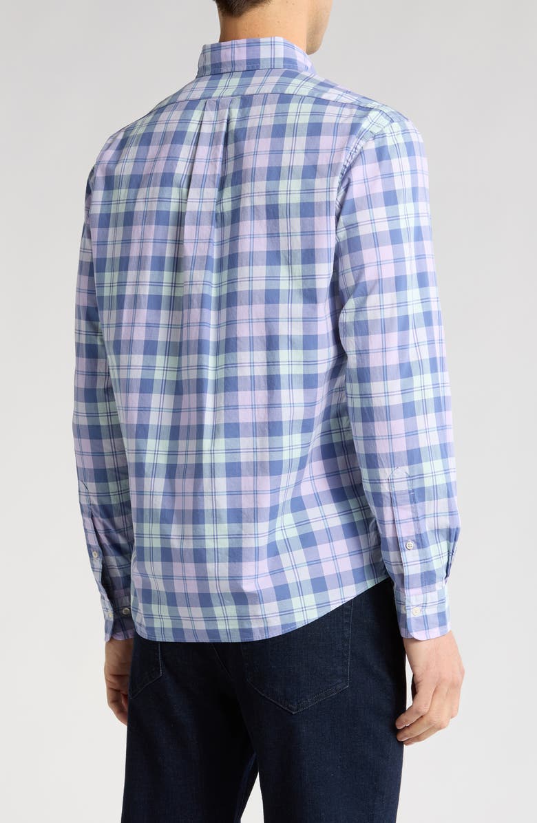 Brooks Brothers Regular Fit Plaid Cotton Button-Down Shirt, Alternate, color, Lavender Aqua Bold Pld