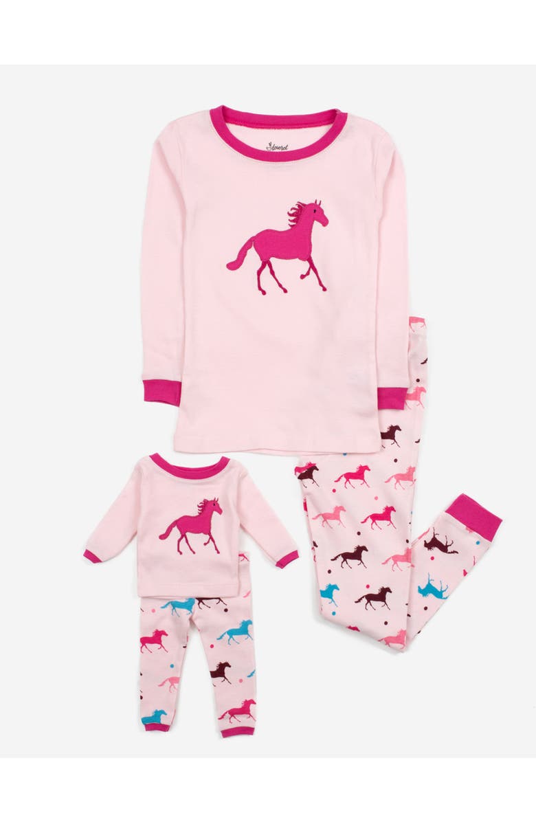 Leveret Girls Matching Doll Printed Cotton Pajamas, Fantasy & Character Prints, Main, color, Show Horse