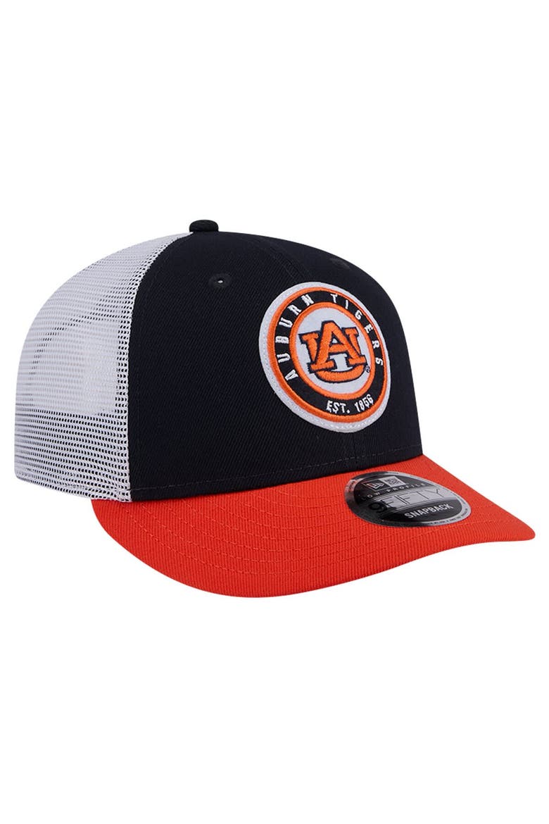 Men's New Era Navy Auburn Tigers Throwback Circle Patch 9FIFTY Trucker Snapback Hat, Alternate, color, Navy
