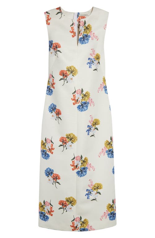 Emilia Wickstead Ludie Retro Bouquet Taffeta Faille Midi Dress In White