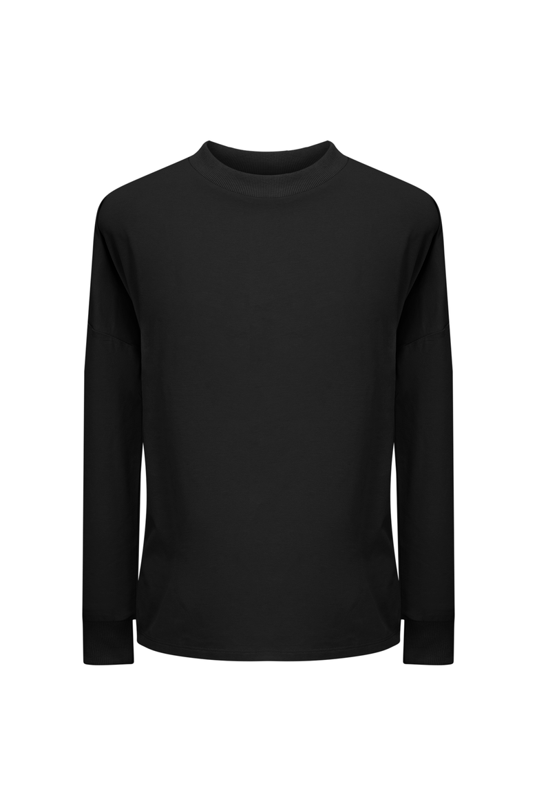 Teen Cotton-Spandex Loose Boxy Sweatshirt, Main, color, Black