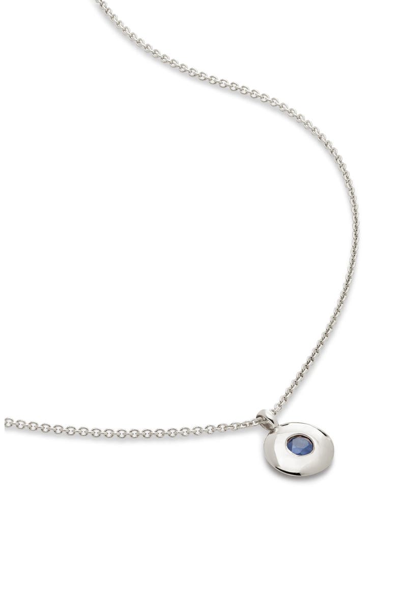 September Birthstone Sapphire Pendant Necklace, Main, color, SILVER
