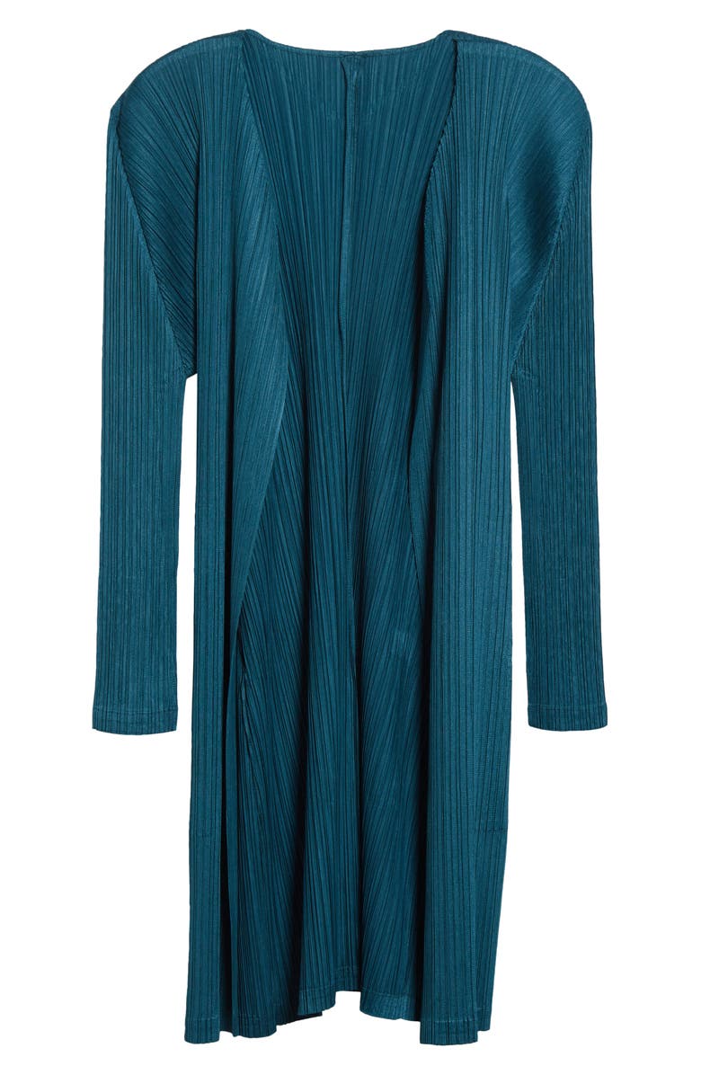 Pleats Please Issey Miyake Monthly Colors January Pleated Cardigan, Alternate, color, Blue Green