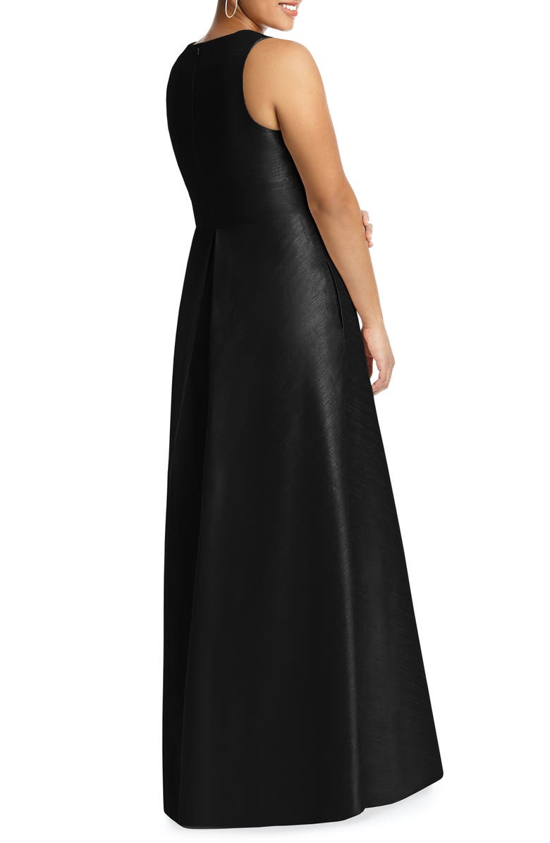 Alfred Sung Dupioni Pleat A-Line Gown, Alternate, color,