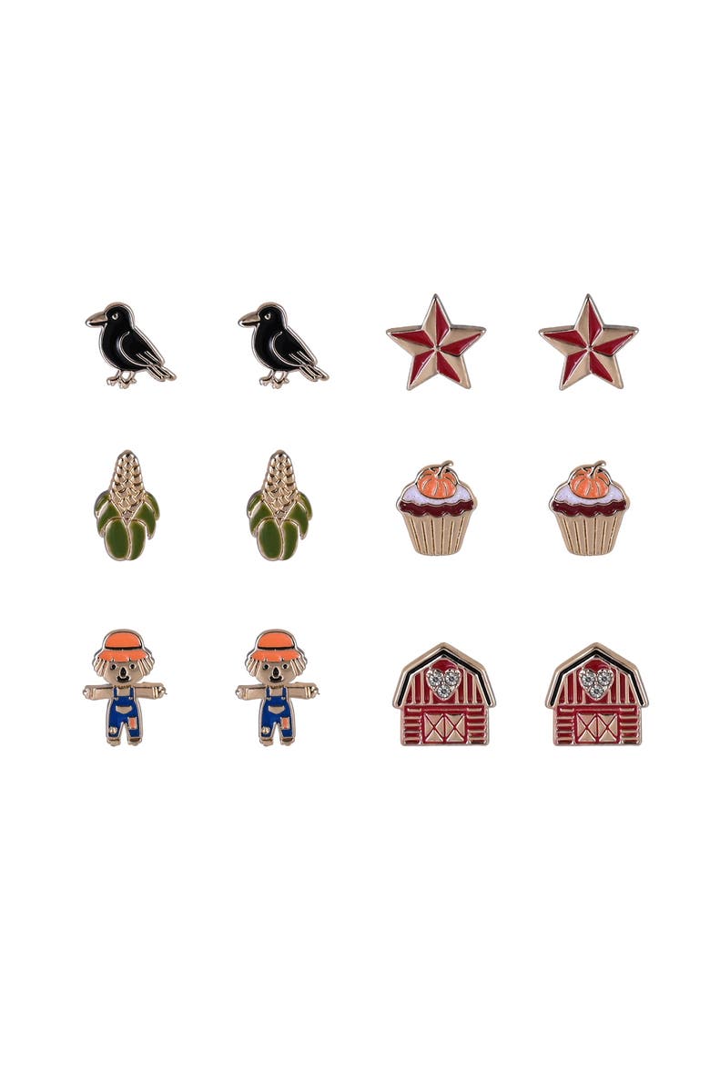 Farm Favorites 6 Pair Earring Set, Alternate, color, Orange