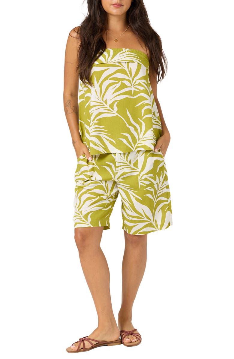 O'Neill Marissa Tropical Print Tube Top, Alternate, color, Chartreuse