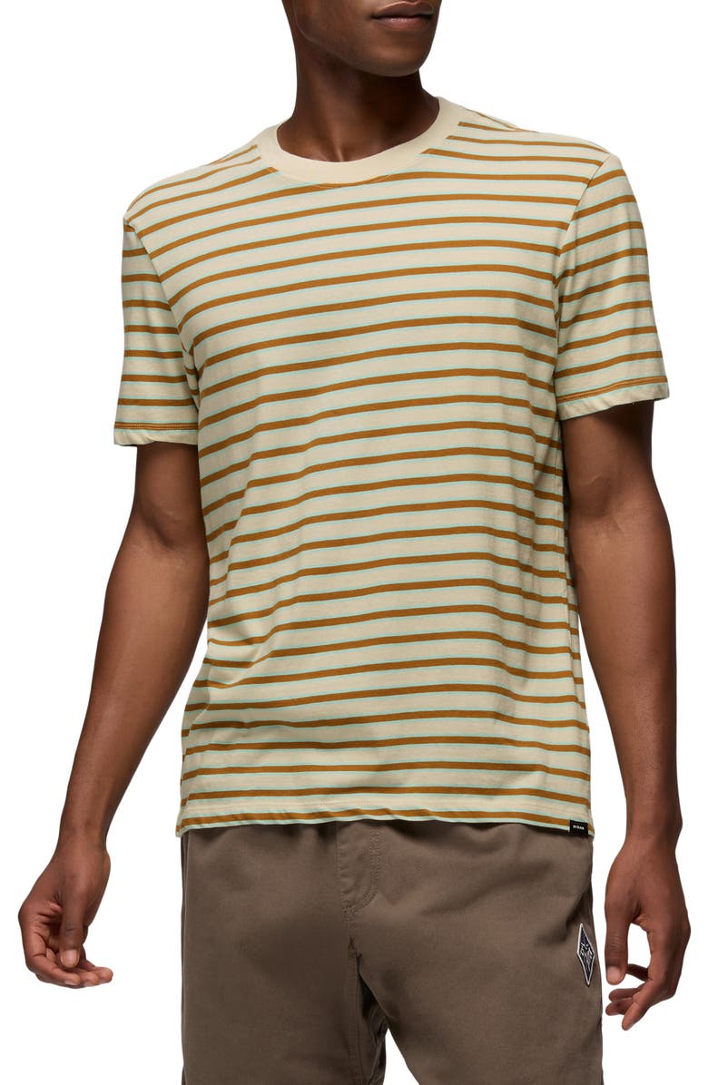 prAna Everyday Short Sleeve Regenerative Organic Cotton T-Shirt, Main, color, Beach Pebble Stripe