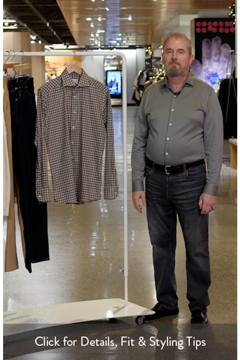 Slim Fit Brown Check Cotton Flannel Dress Shirt video