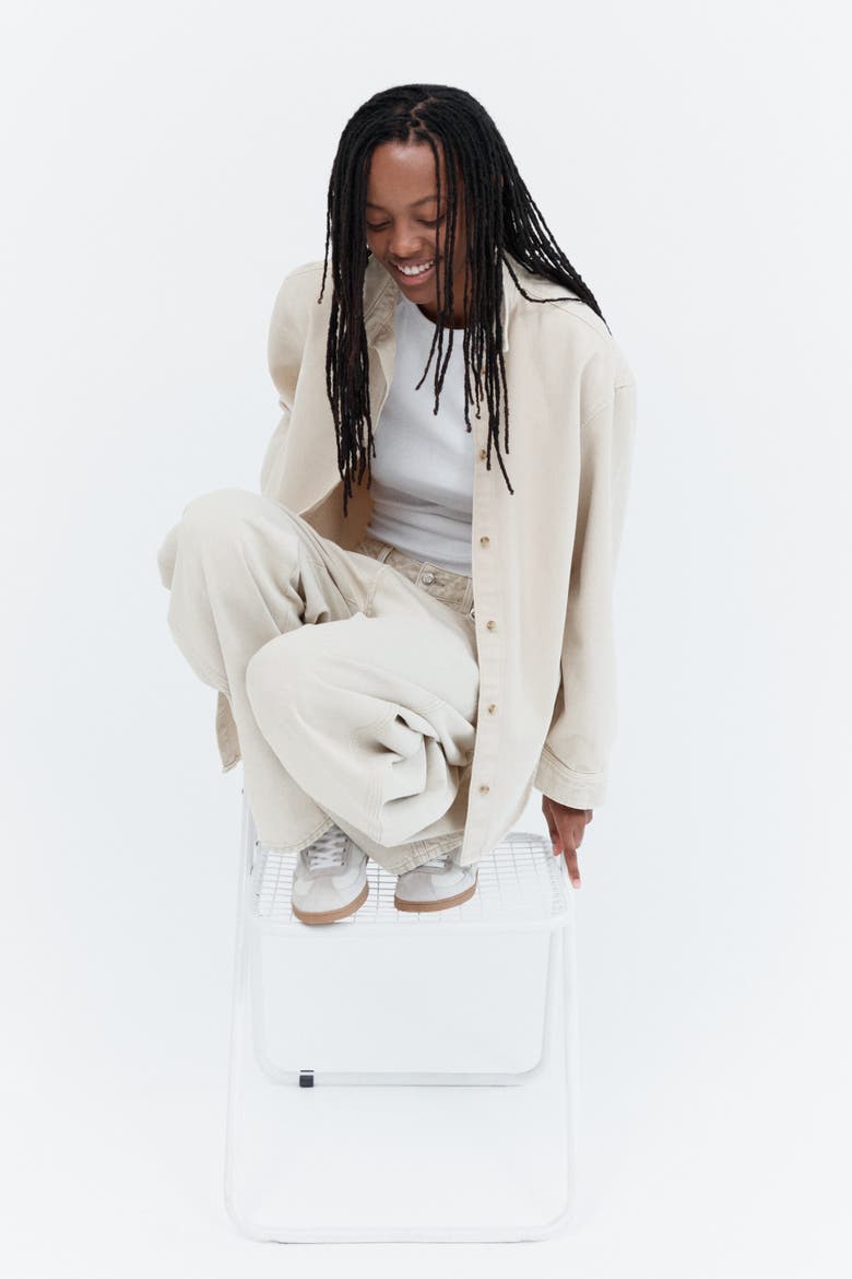 Oversized Denim Shirt, Main, color, Light dusty beige