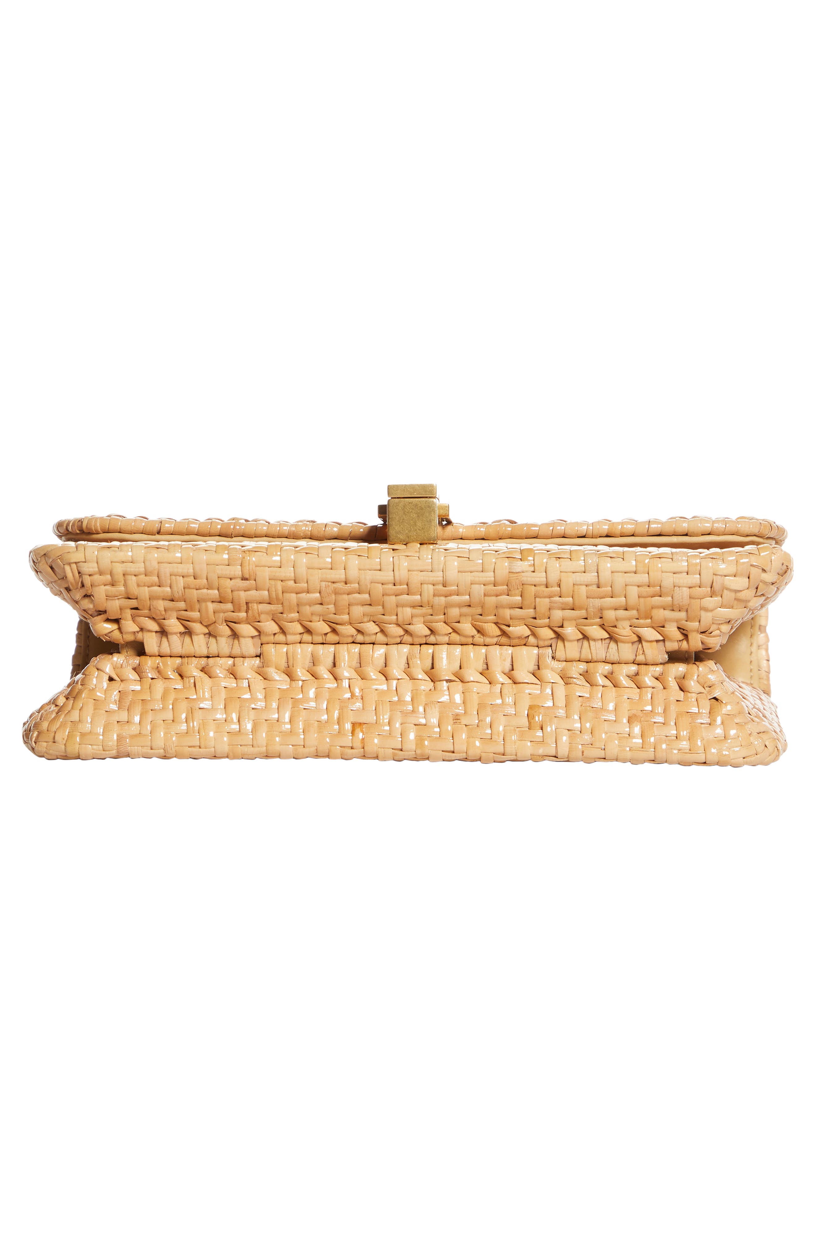 YSL Croc Embossed Leather Shoulder Bag, Alternate, color, NATURAL STRAW/ BROWN GOLD