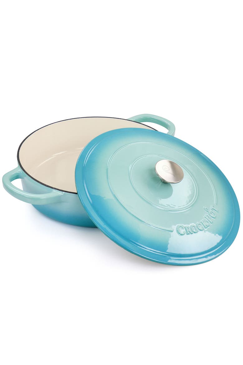 5 Quart Enameled Cast Iron Braiser Pan with Lid, Alternate, color, Blue