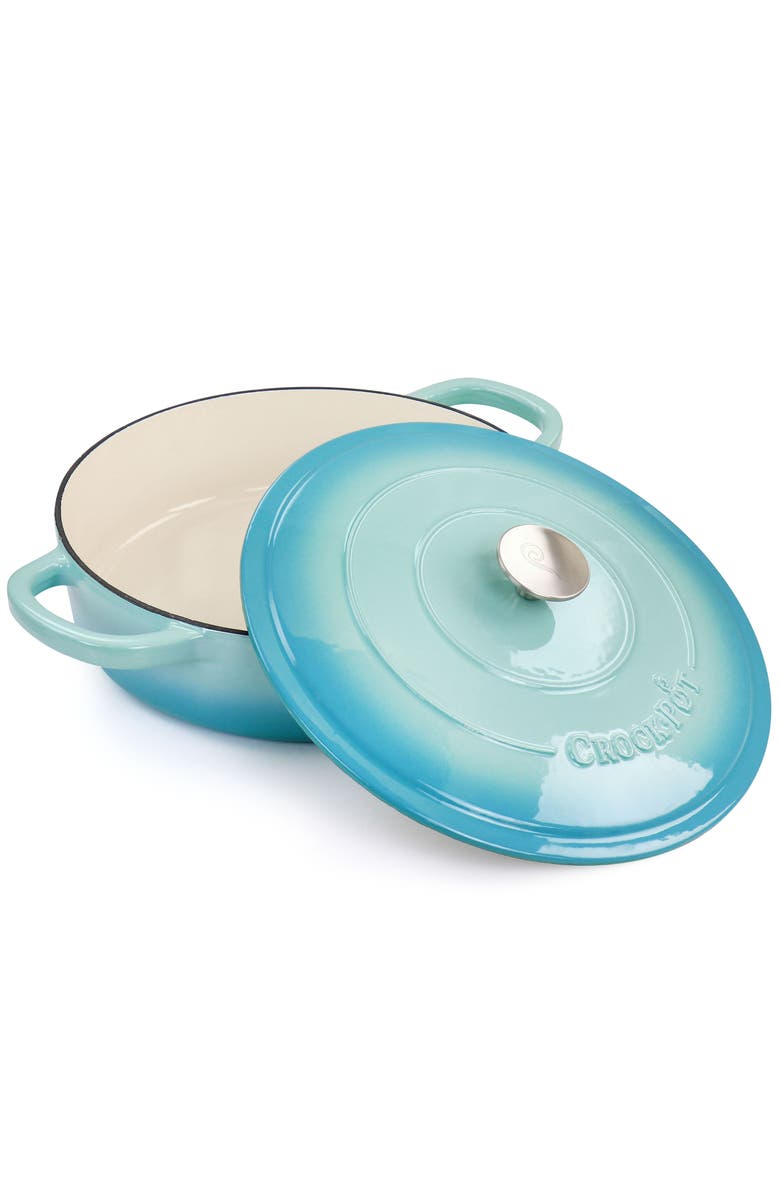 Crock-pot 5 Quart Enameled Cast Iron Braiser Pan with Lid, Alternate, color, Blue