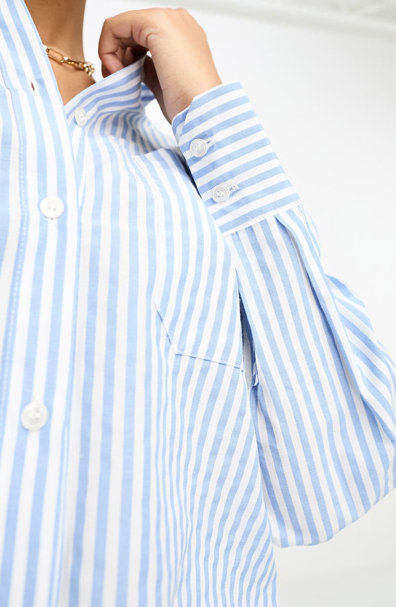 ASOS DESIGN Oversize Stripe Cotton Button-Up Shirt, Alternate, color, 