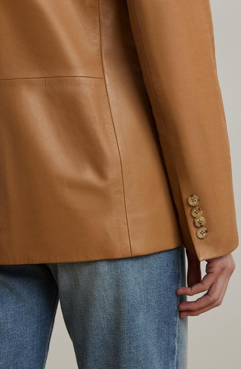 Lauren Ralph Lauren Double Breasted Leather Blazer, Alternate, color, 