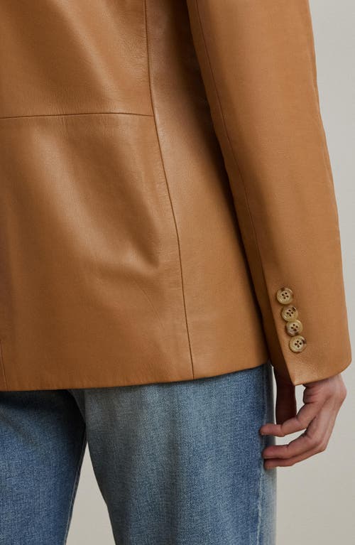 RALPH LAUREN LAUREN RALPH LAUREN DOUBLE BREASTED LEATHER BLAZER