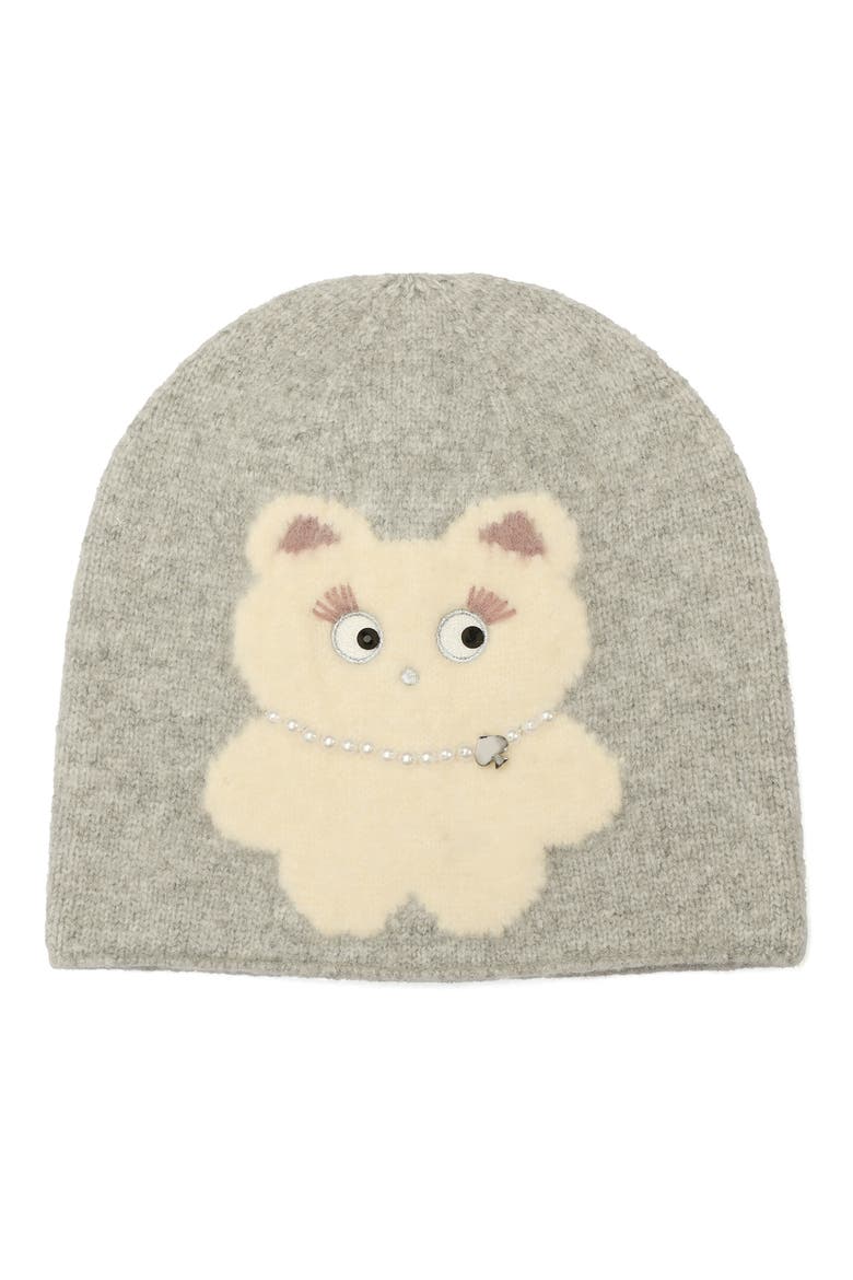 Clover Cat Wool Beanie, Main, color, QUARRY GREY