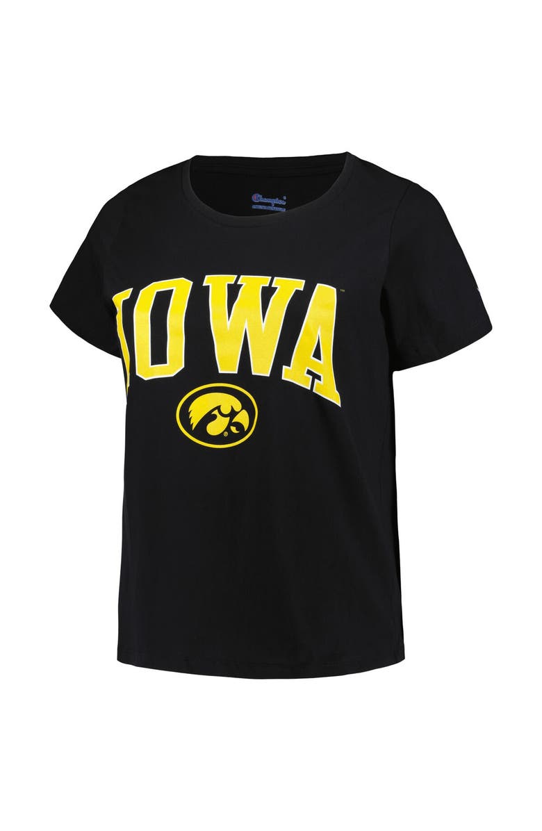 PROFILE Women's Profile Black Iowa Hawkeyes Plus Size Arch Over Logo Scoop Neck T-Shirt, Alternate, color,