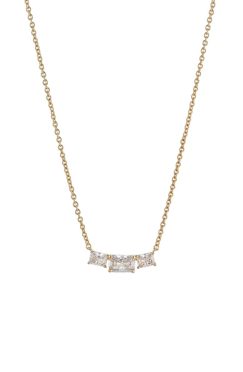 Nadri Isle Cubic Zirconia Frontal Necklace, Main, color, Gold