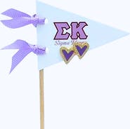 Color Shout Sigma Kappa Heart Stud Enamel Earrings on Sorority Pennant Flag