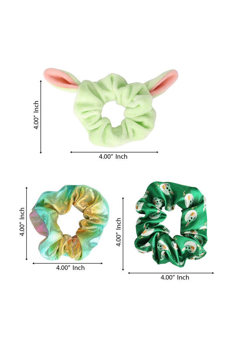 Mandalorian Grogu Hair Scrunchies 3-Piece Set Official License, Alternate, color, Green