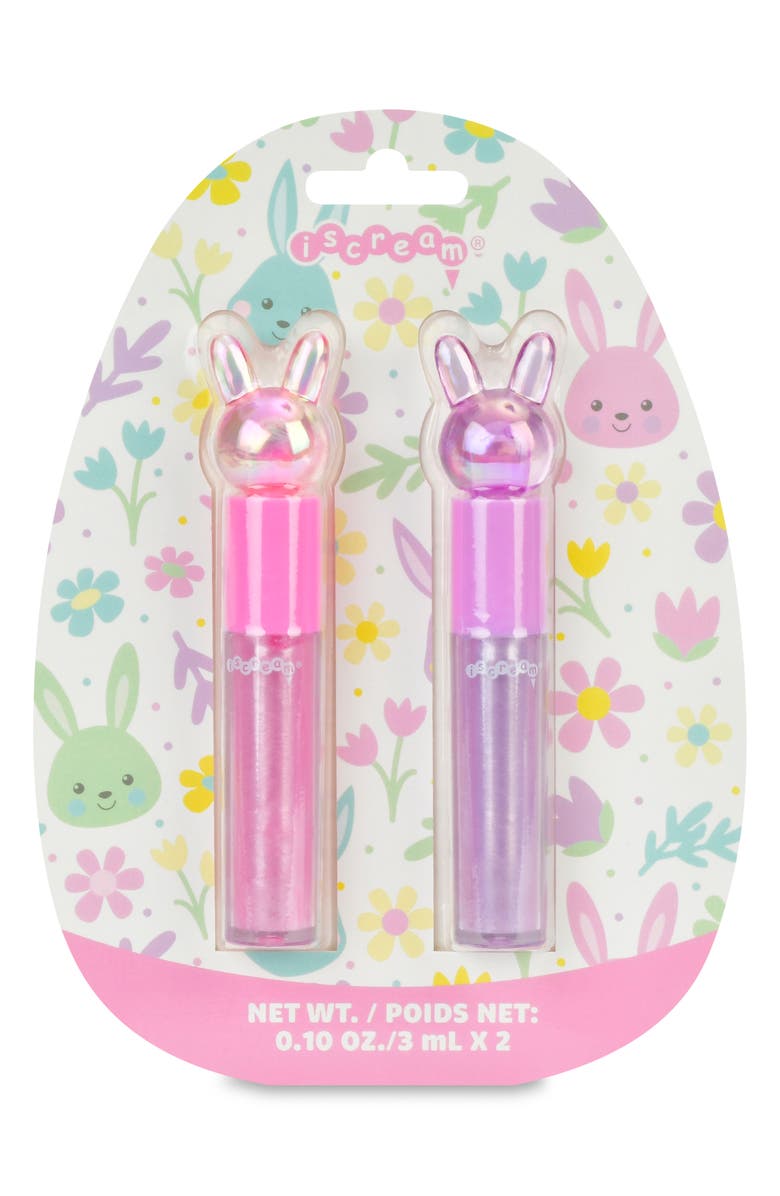 Iscream Kids' Bunny 2-Pack Lip Gloss Set, Alternate, color, Pink Multi