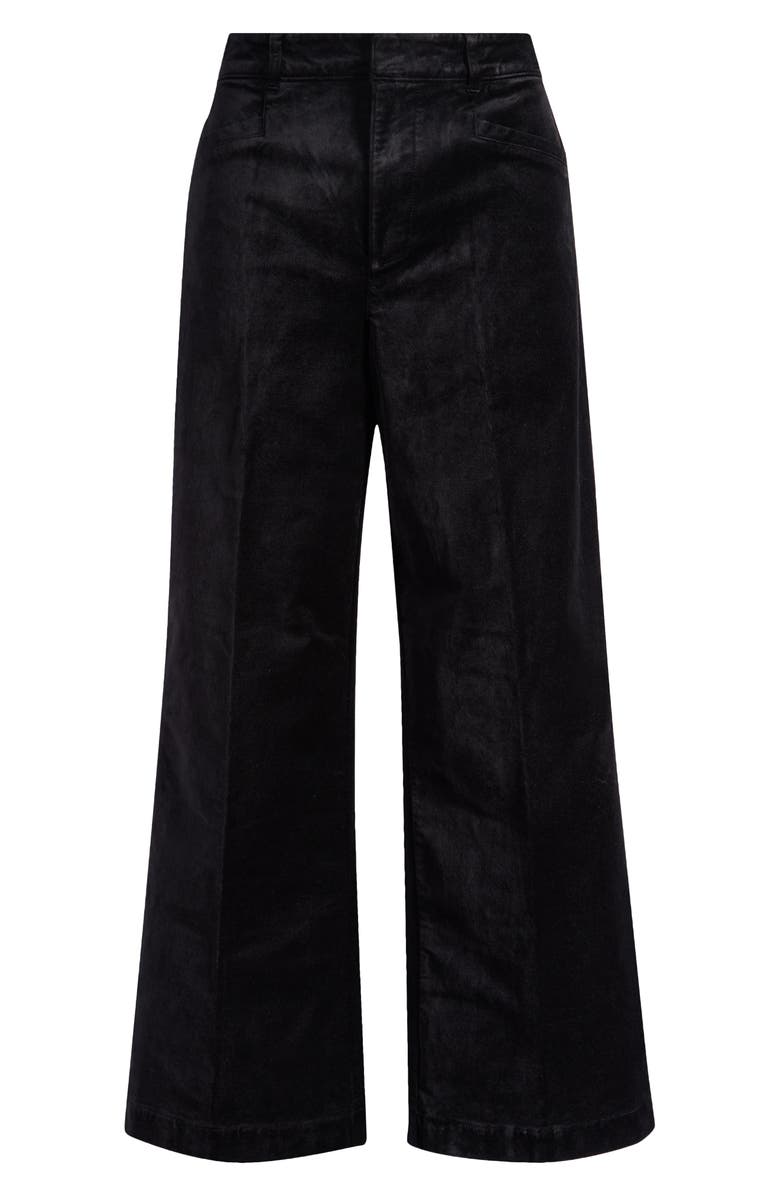 PAIGE Anessa High Waist Ankle Wide Leg Velvet Pants, Alternate, color, Black Overdye