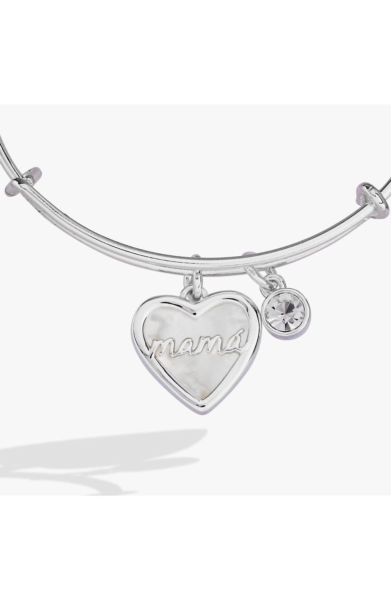 Alex and Ani Mamá Mother of Pearl Heart Bangle Bracelet Duo, Alternate, color, Silver