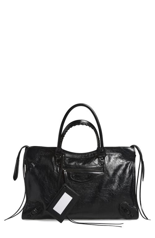 Balenciaga Large Le City Arena Leather Satchel in 1000 Black at Nordstrom
