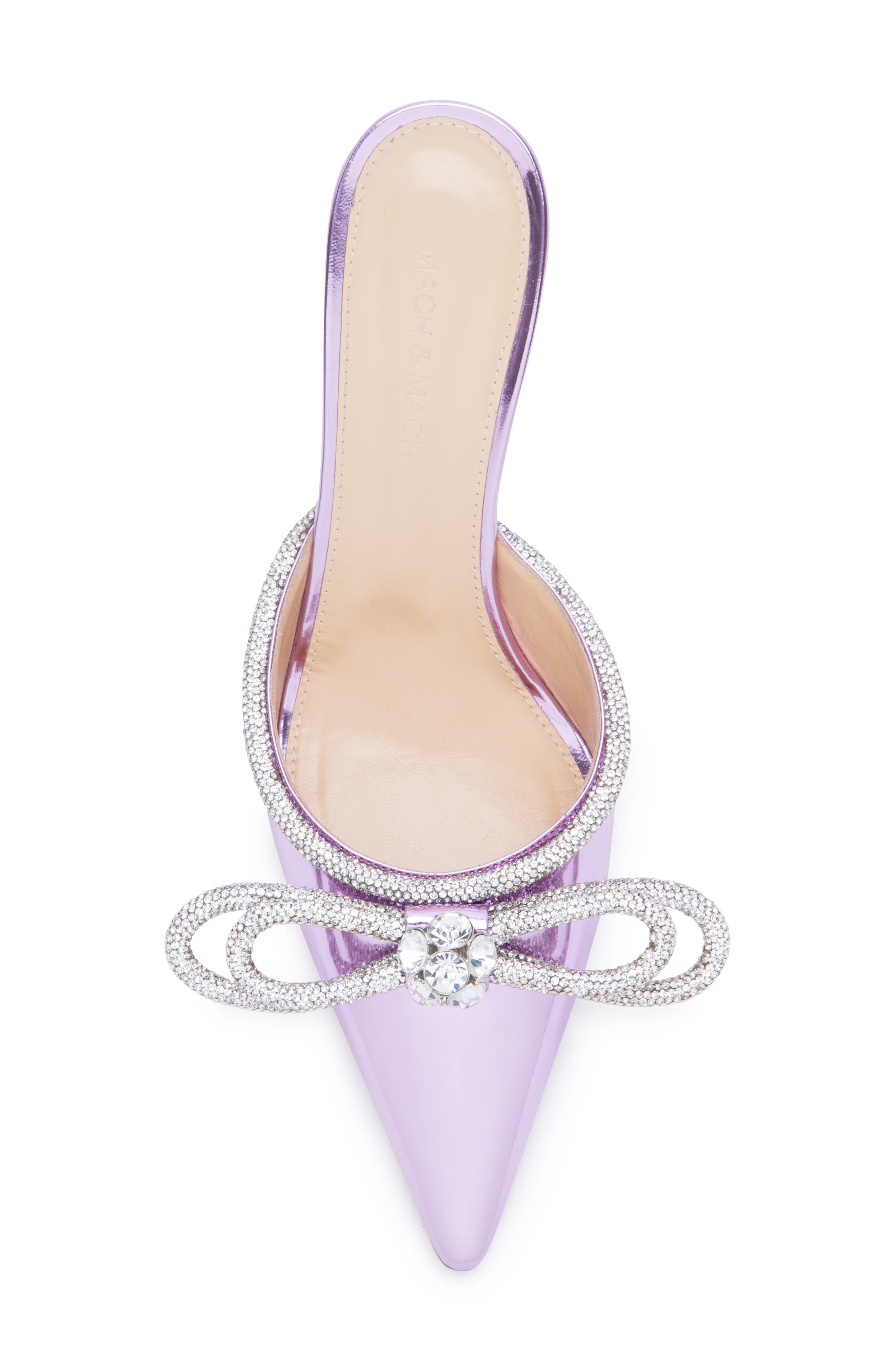 Mach & Mach Crystal Double Bow Pointed Toe Mule, Alternate, color, 
