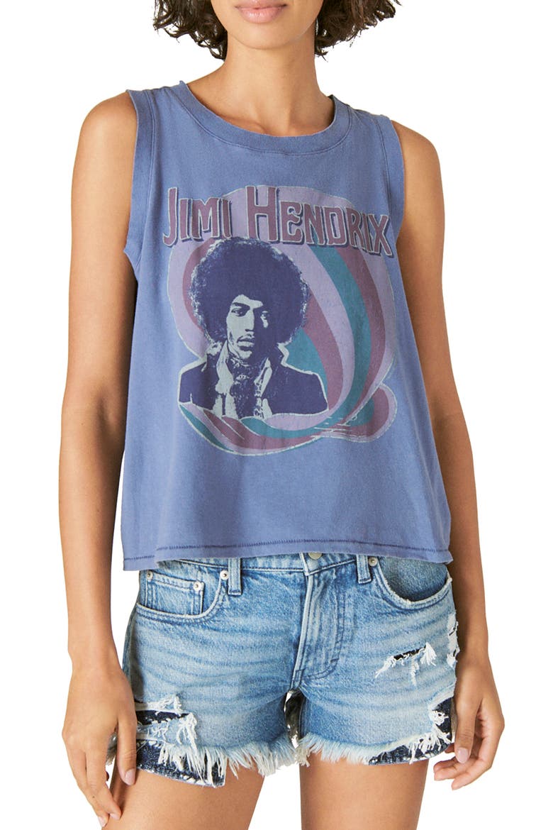 Jimi Hendrix Graphic Muscle Tank, Main, color, BLUE INDIGO