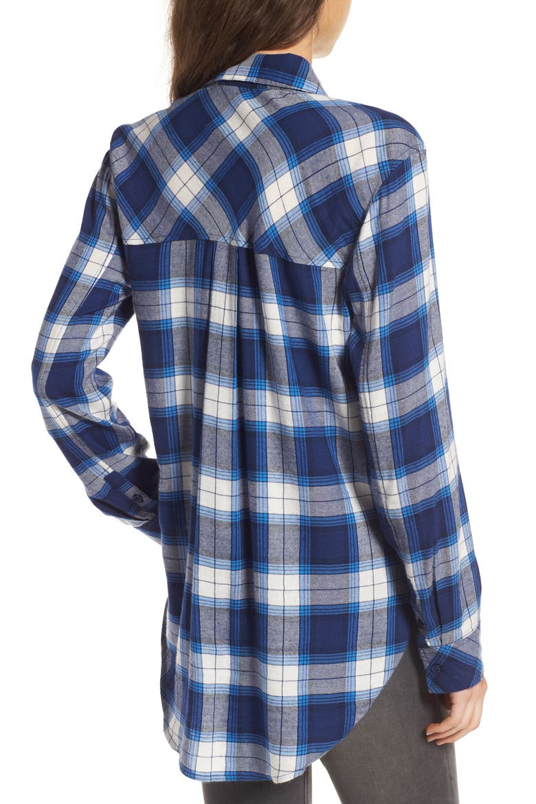 Plaid Cotton Blend Shirt, Alternate, color, BLUE TWILIGHT SCHY PLAID
