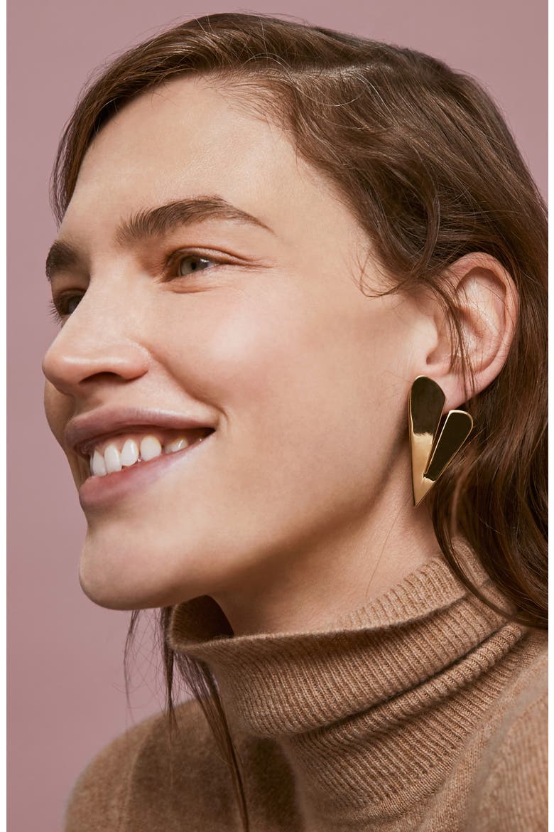 Two of Hearts Earrings, Alternate, color, GOLD
