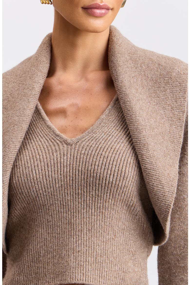 Shawl Collar Shrug & Knit Tank Set, Alternate, color, MUSHROOM