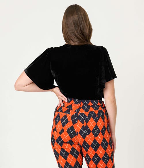 Unique Vintage Flutter Sleeve Top In Black