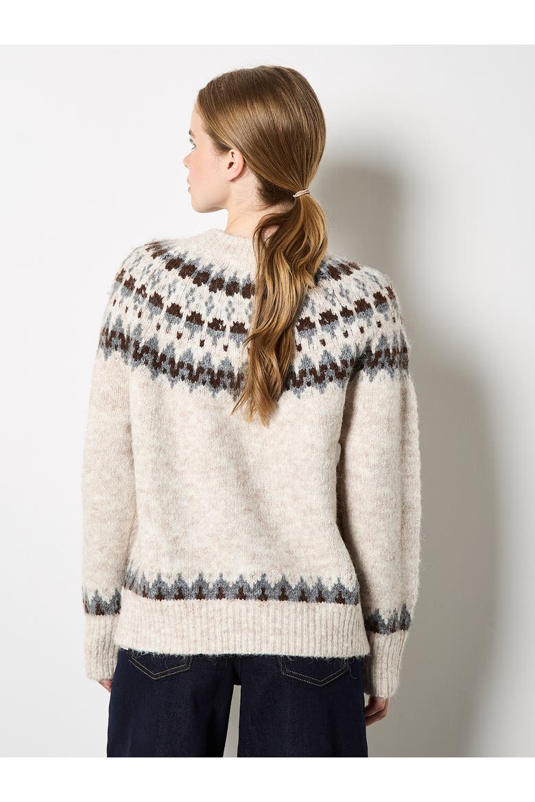 Fairisle Mock Neck Knit Jumper, Alternate, color, Stone