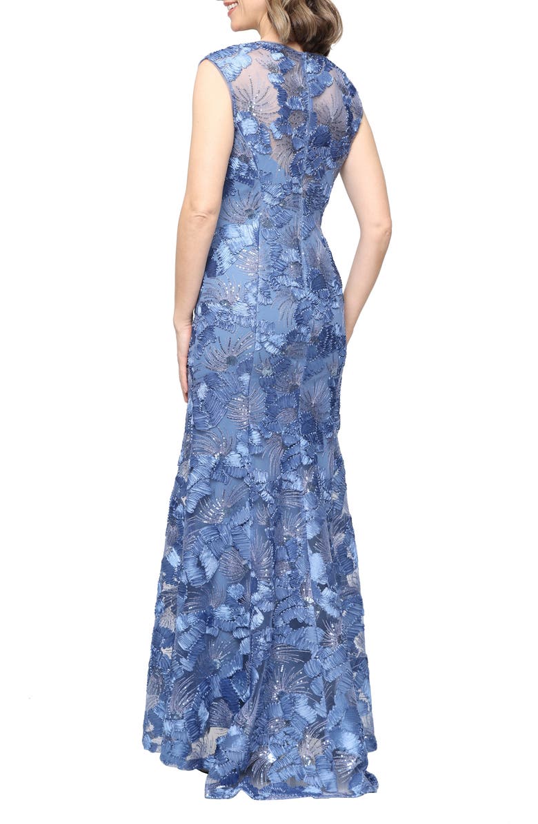 Alex Evenings Sleeveless Sequin Soutache Gown, Alternate, color, Brush Periwinkle