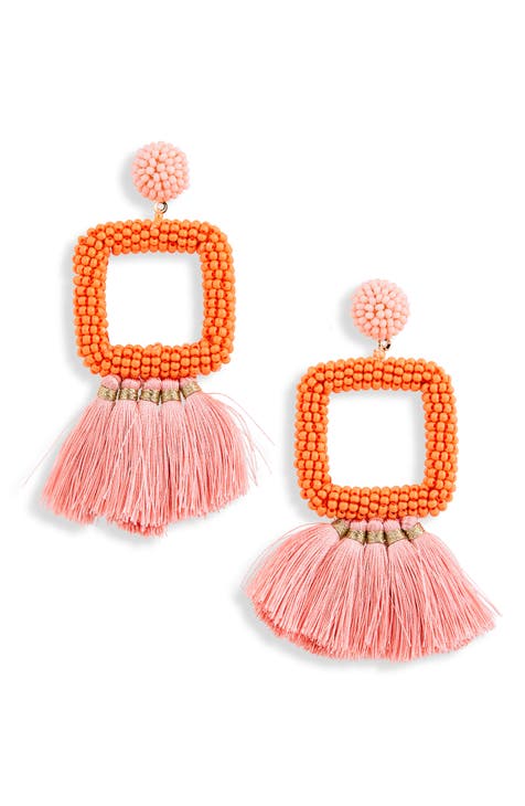 Bead & Tassel Drop Earrings