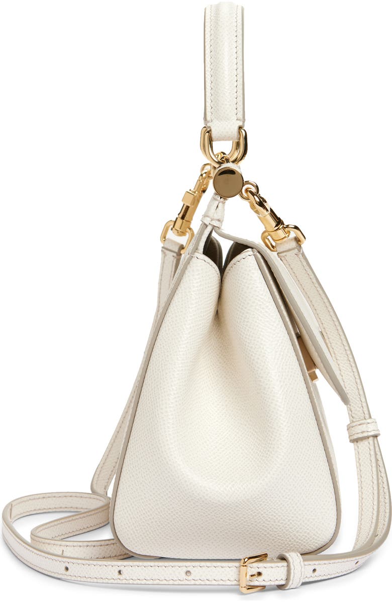 Dolce&Gabbana Medium Sicily Leather Top Handle Bag, Alternate, color, 80001 White
