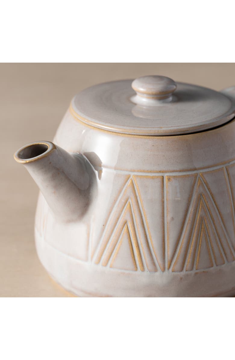 Ten Thousand Villages Mountain Peaks Ceramic Teapot, Alternate, color, White