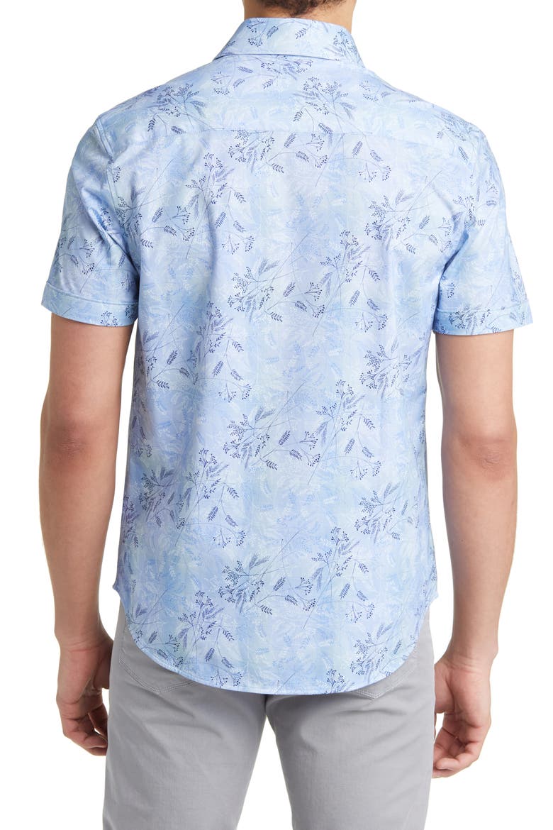 Miles OoohCotton® Floral Short Sleeve Button-Up Shirt, Alternate, color, AIR-BLUE