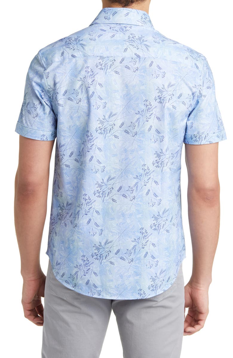 Bugatchi Miles OoohCotton<sup>®</sup> Floral Short Sleeve Button-Up Shirt, Alternate, color, 