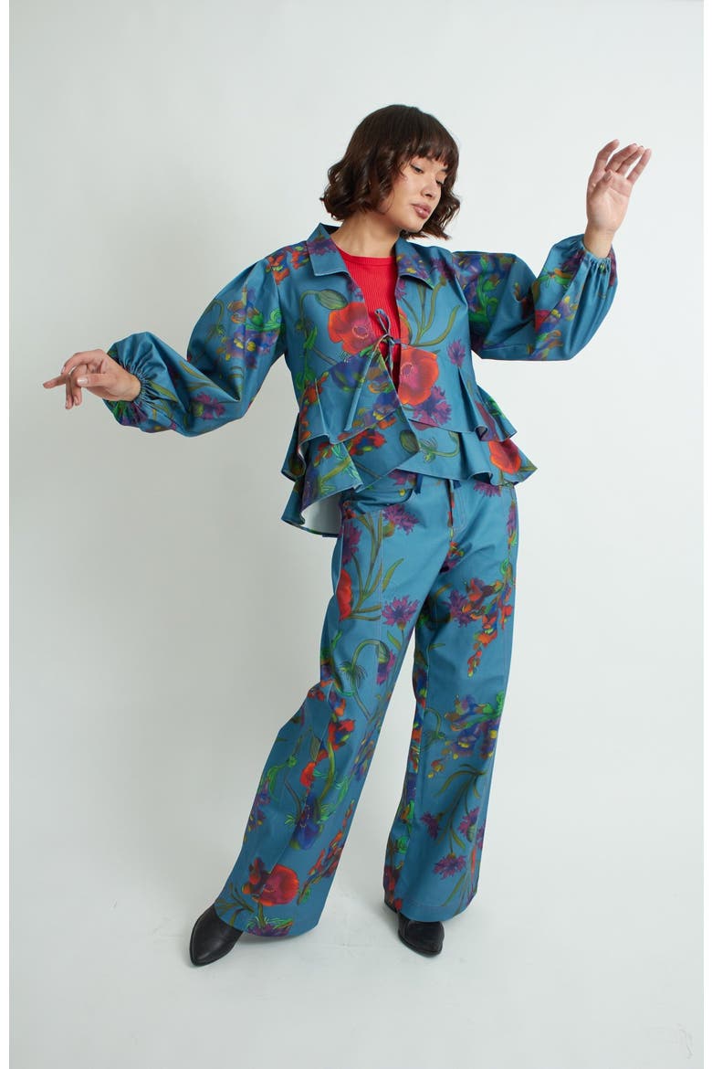 Lulu Pant, Alternate, color, Pastel blue floral vine