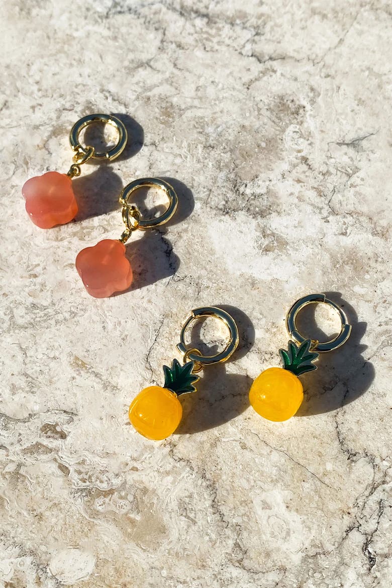 Harvest Agate Charm Earrings in Pineapple, Alternate, color, Yellow