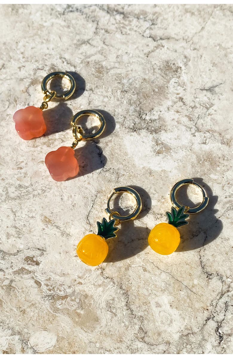 seree Harvest Pineapple Jade stone charm earrings, Alternate, color, Yellow