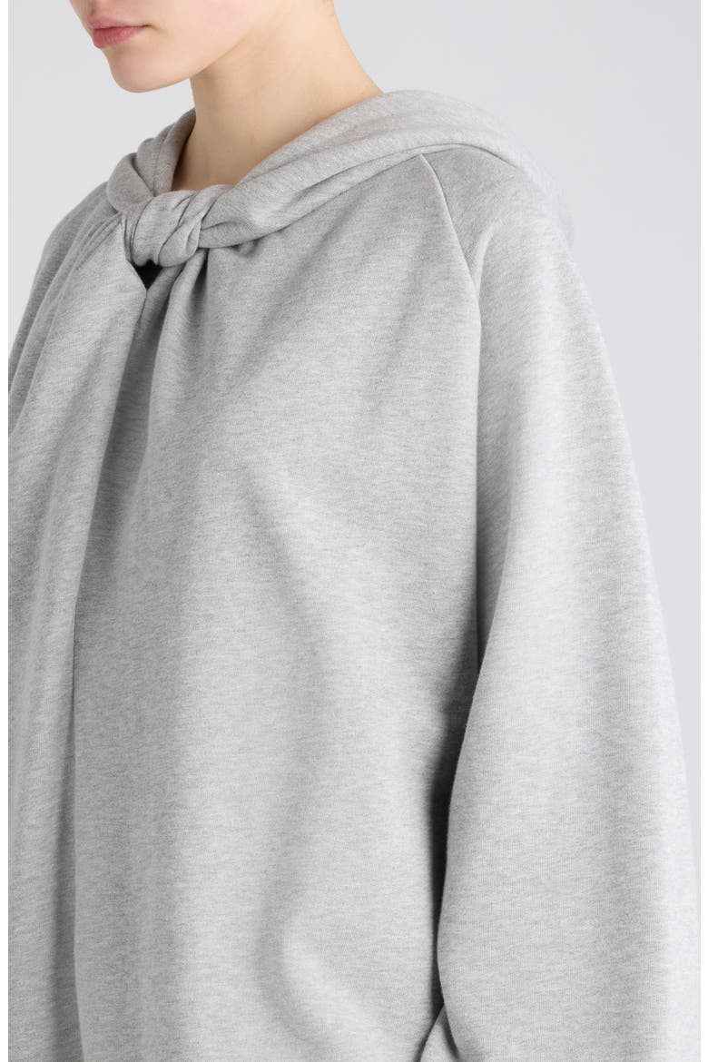 Hadella Knot Front Cotton Hoodie, Alternate, color, GREY MELANGE
