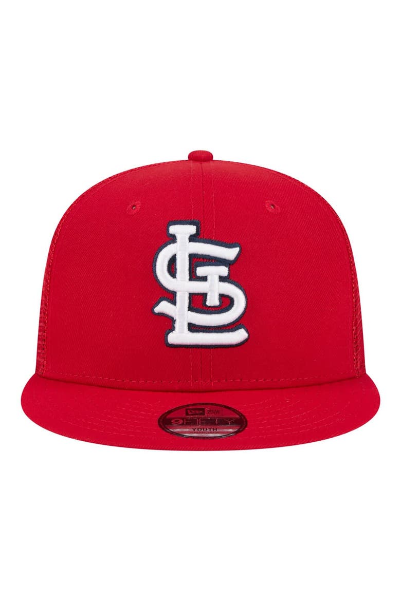 Youth New Era  Red St. Louis Cardinals 9FIFTY Trucker Snapback Hat, Alternate, color, Red