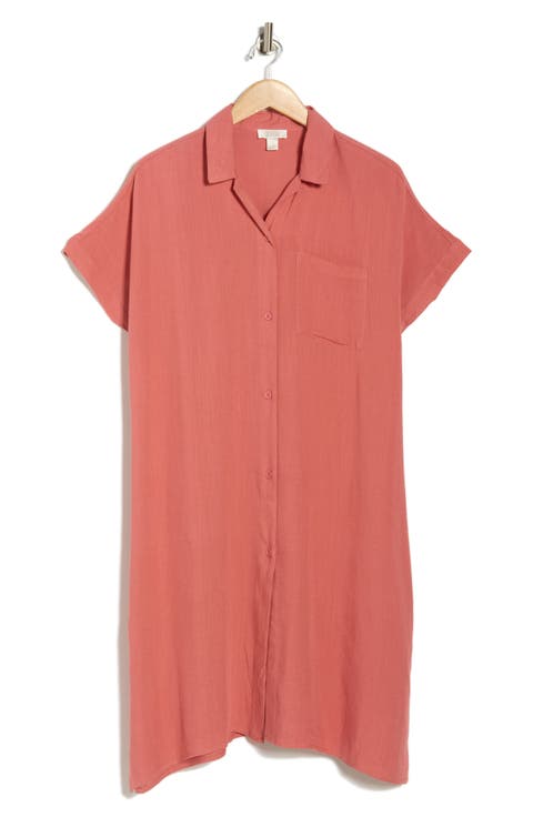 Everyday Button-Down Beach Cover-Up Tunic