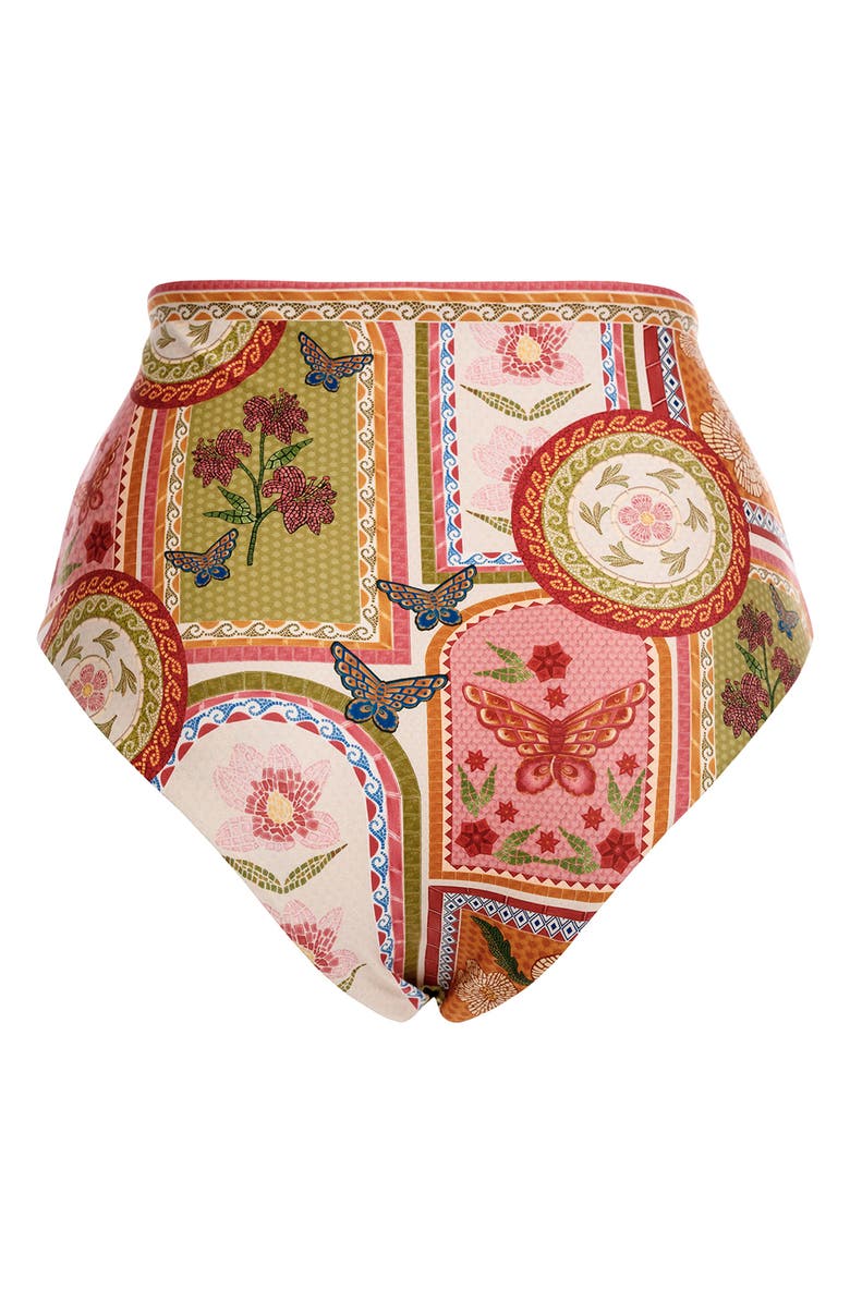 Agua Bendita Alicia Fiore High Waist Reversible Bikini Bottoms, Alternate, color, Red