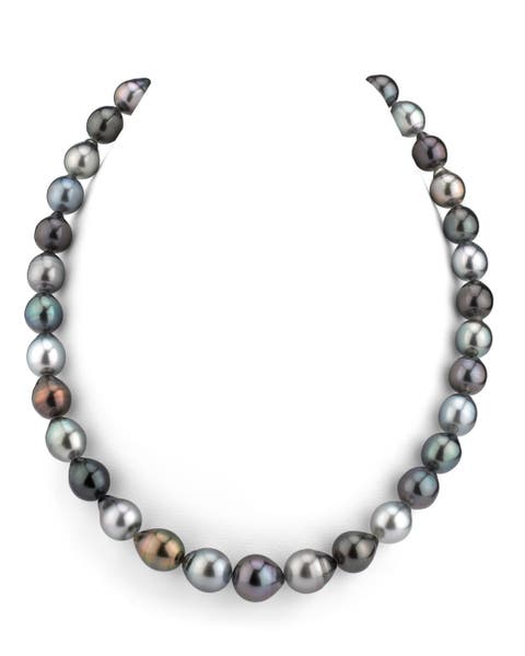 9-11mm Tahitian South Sea Multicolor Drop - Shape Pearl Necklace - Premier AAAA Quality