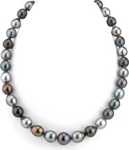 The Pearl Source 9-11mm Tahitian South Sea Multicolor Drop - Shape Pearl Necklace - Premier AAAA Quality